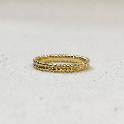 18k Gold Filled Double Beaded Band Ring