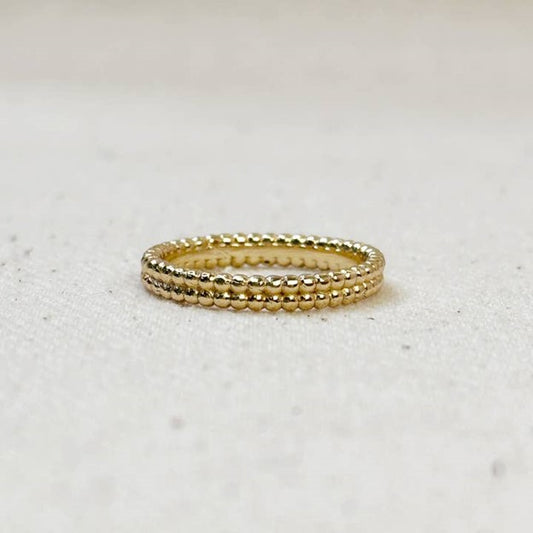 18k Gold Filled Double Beaded Band Ring