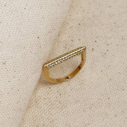 18k Gold Filled Thin Line Cz Ring, 7