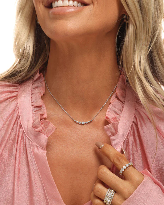 She's an Icon Multi Stone Pendant Necklace Silver|White Diamondettes, Melinda Maria