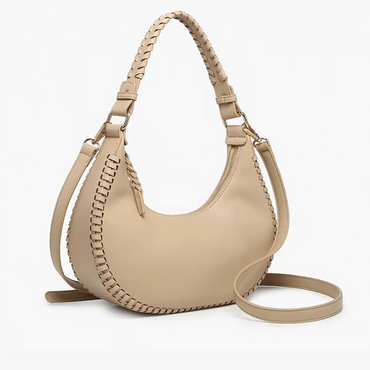 Aria Whipstitch Crescent Shoulder Bag