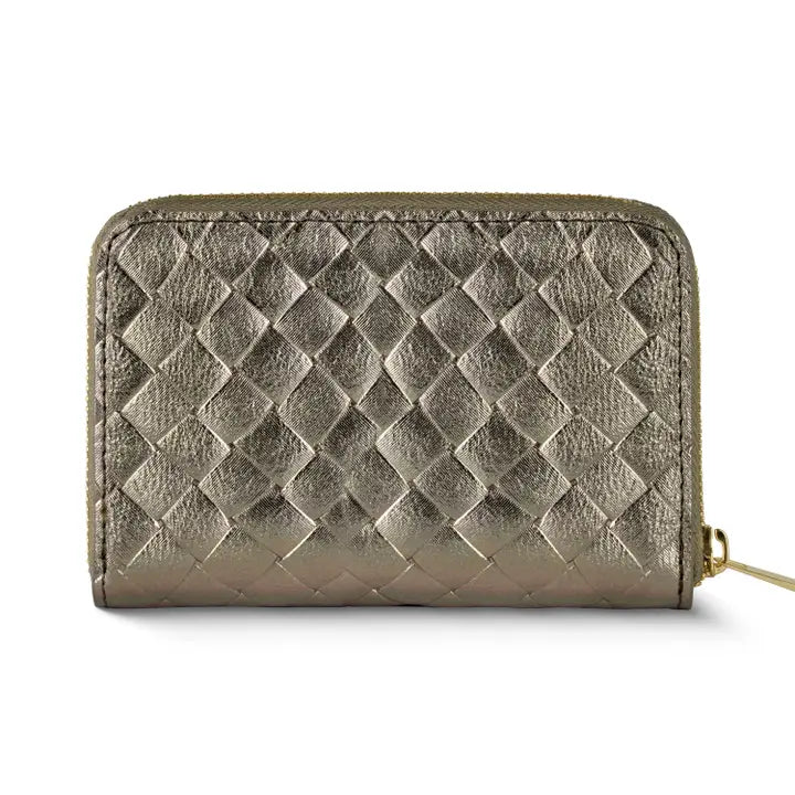 Italian Genuine Weave Metallic Suede Wallet