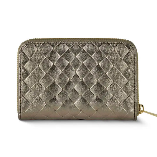Italian Genuine Weave Metallic Suede Wallet