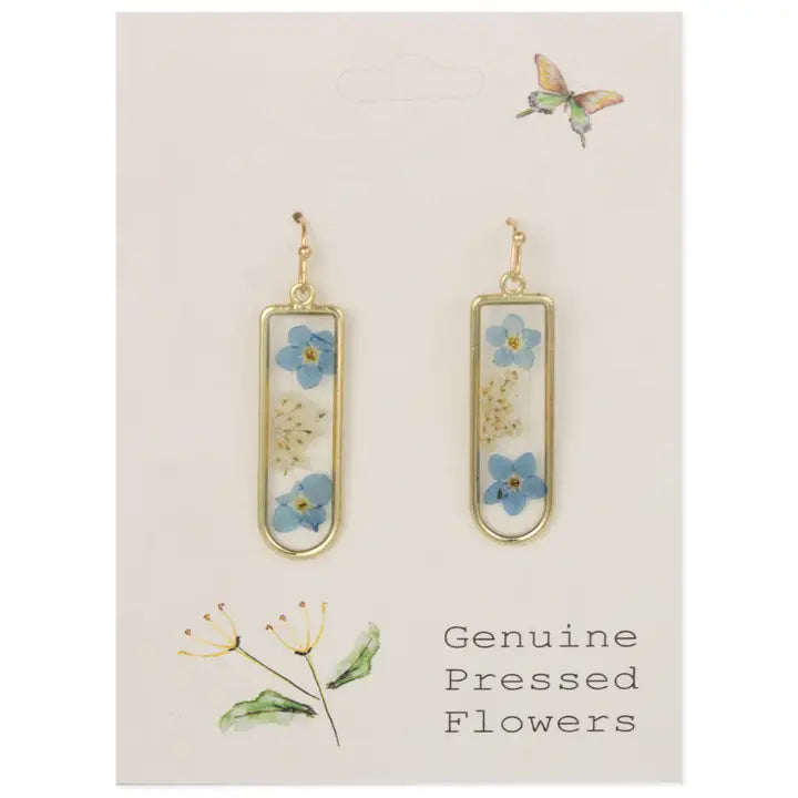 Blue Dried Flower Earrings