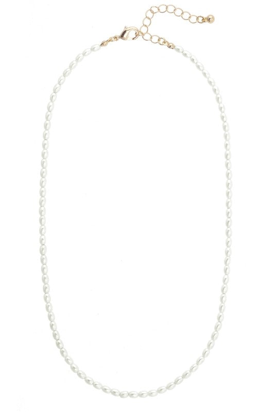Thelma Mini Freshwater Pearl Beaded Necklace in Ivory