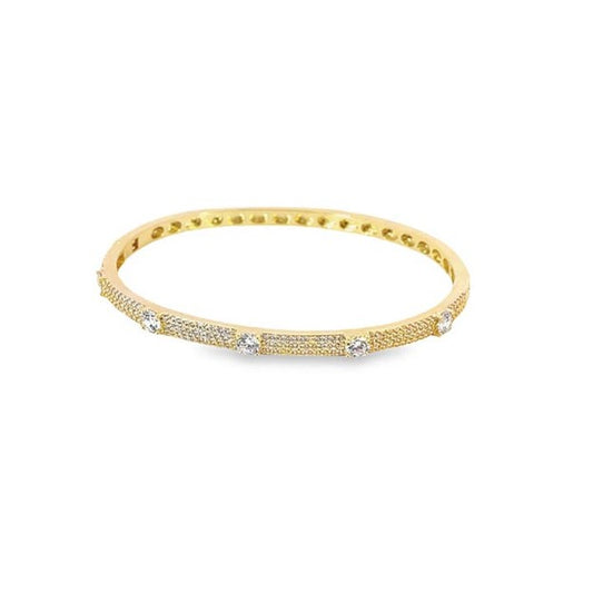 18K Gold Filled Cz Paved Stone Bangle Bracelet