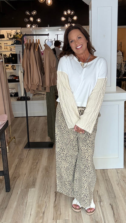 Cable Knit Sleeve Pullover