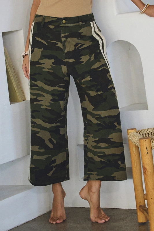 Camo Printed Cropped Pants