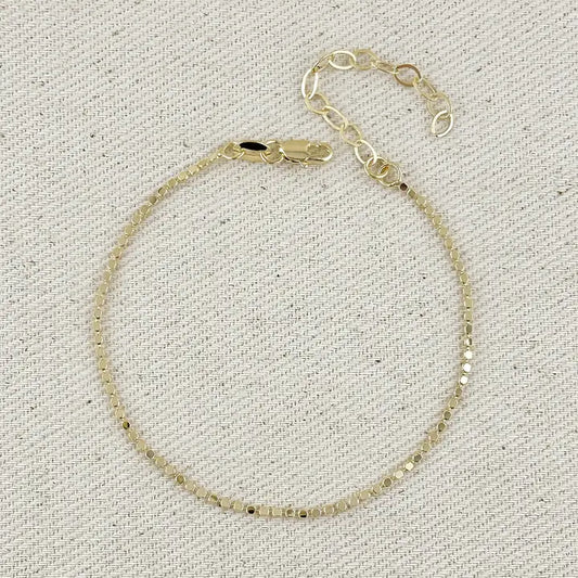 18k Gold Filled 1.5mm Flat Dot Ball Bracelet