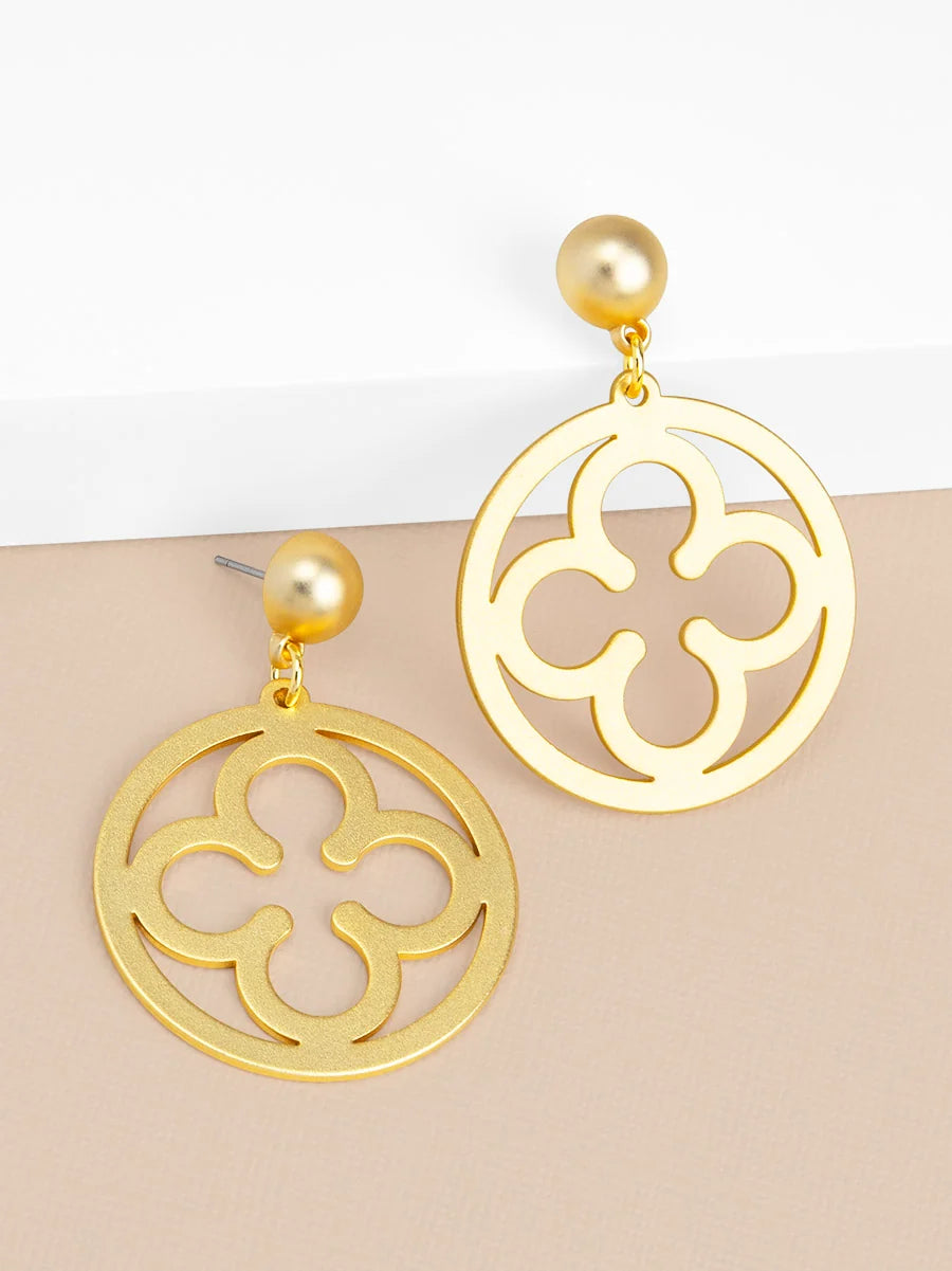 Matte Metal Large Clover Drop Earring