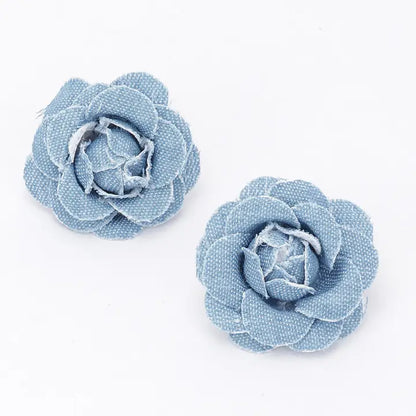 Denim Flower Stud