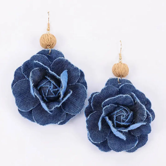 Denim Flower Earring