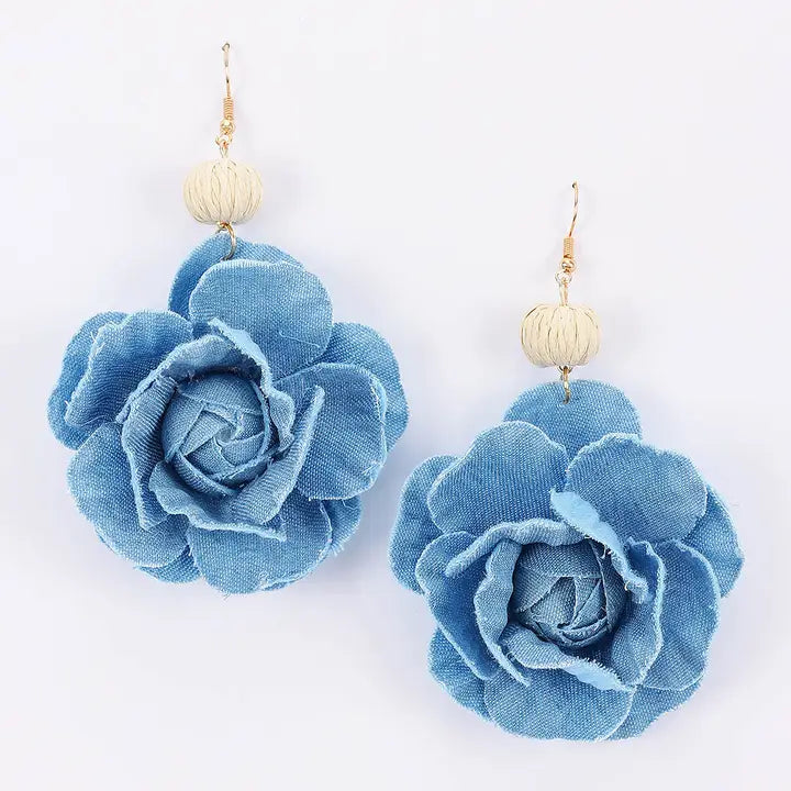 Denim Flower Earring
