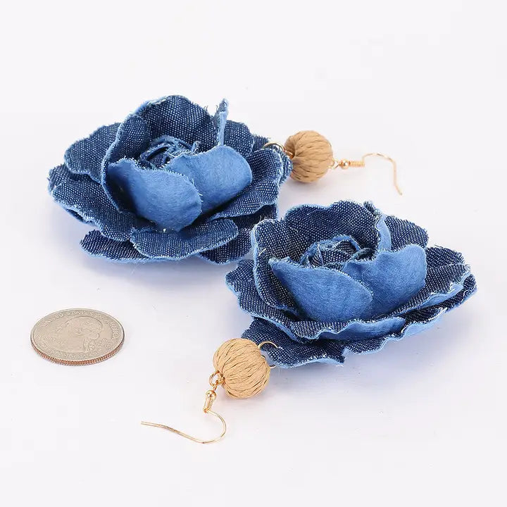 Denim Flower Earring