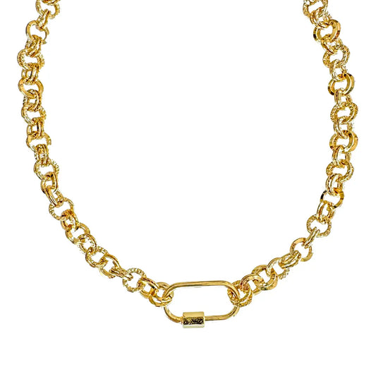 Gold Carabiner Clasp Double Chain Charm