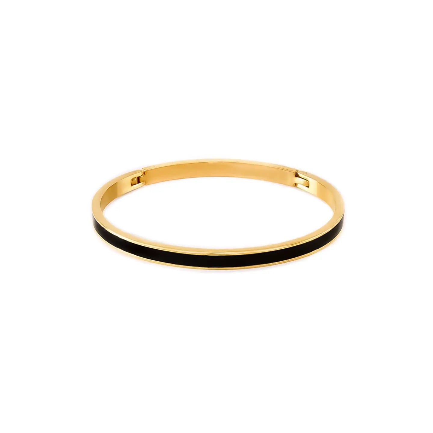 "the Hamptons" Black Enamel Gold Bangle