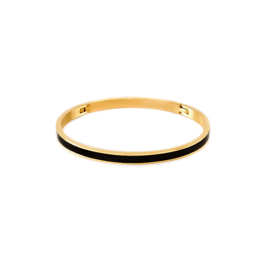 "the Hamptons" Black Enamel Gold Bangle