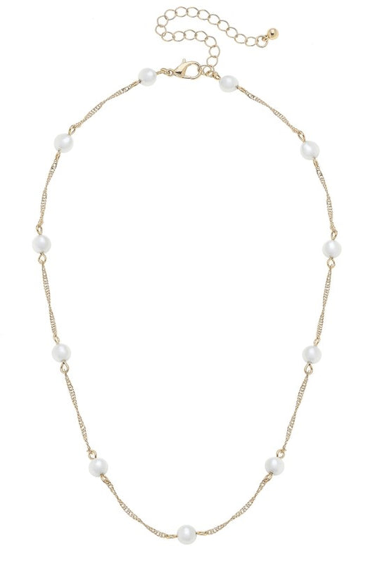 Audrey Pearl Necklace in Ivory & Shiny Gold