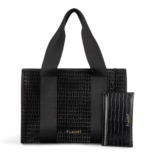 Black Crocodile Tote Bag