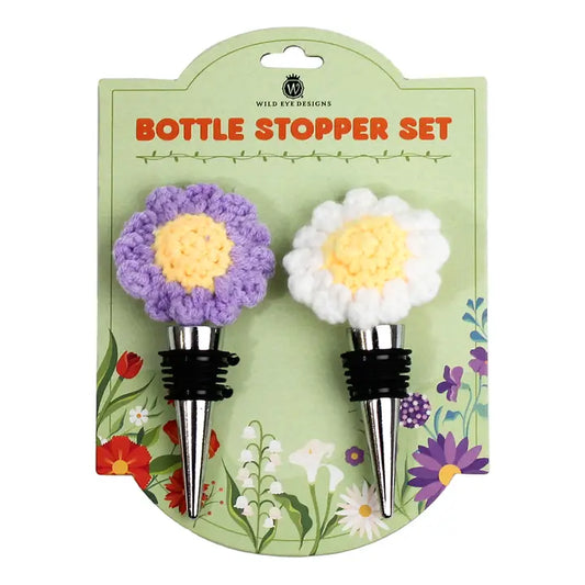 Crocheted Daisy Wine Stopper Set