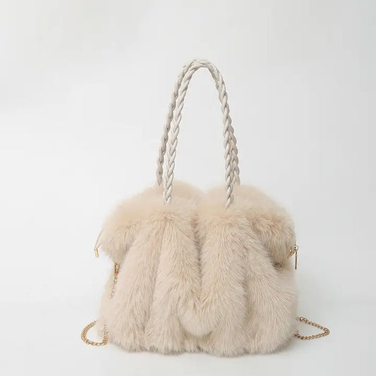 Pleated Faux Fox Fur Plush