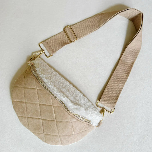 Fuzzy and Quilted Luxe Sling Bag