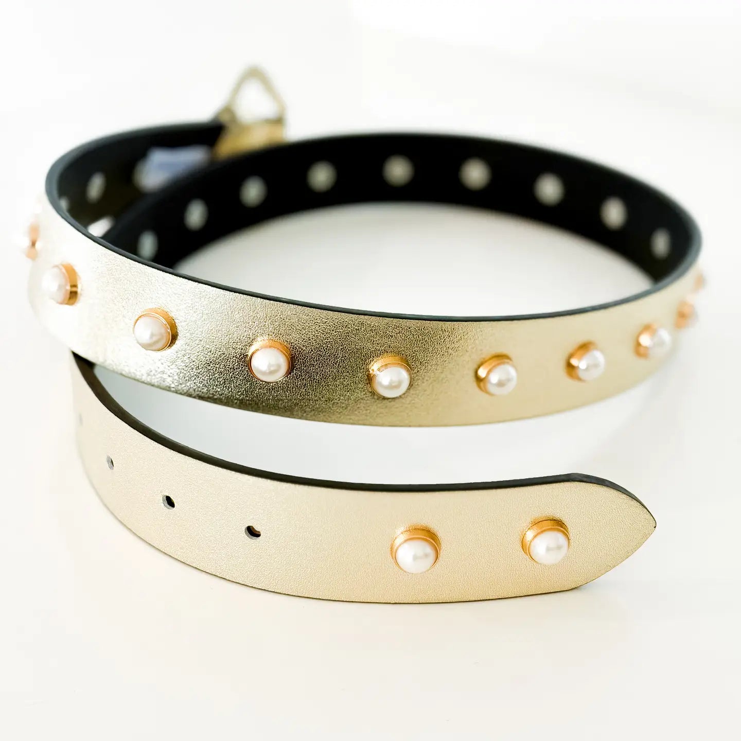 Champagne Gold and Pearl Studded Belt