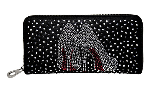 High Fashion Heels Rhinestone Accordion Wallet