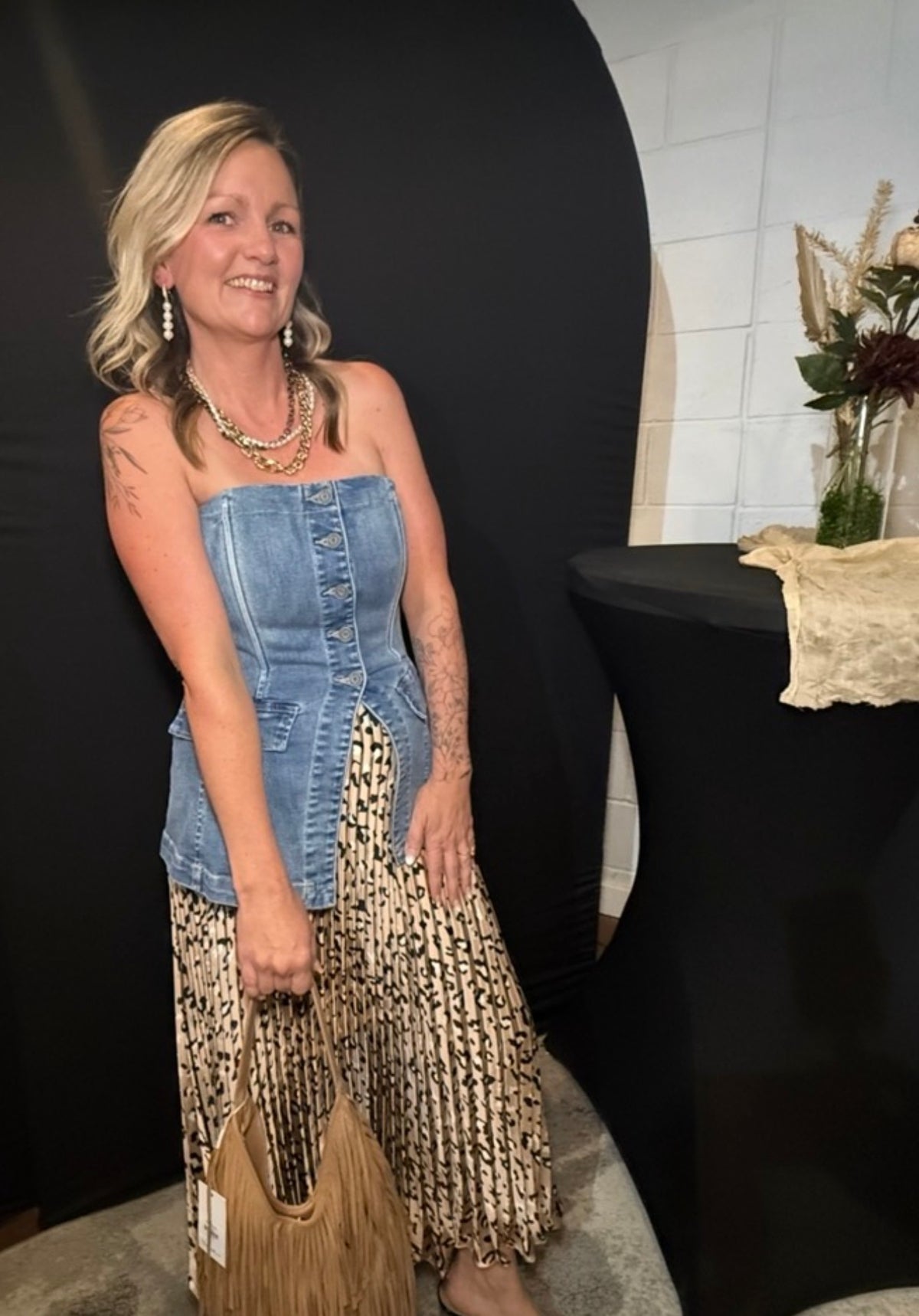 Leopard Pleated Maxi Skirt