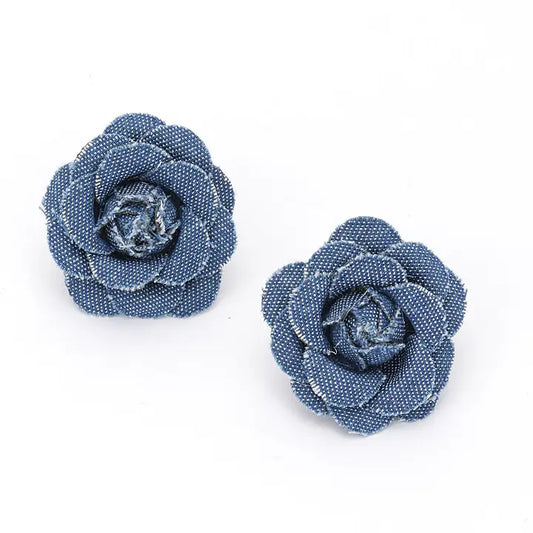 Denim Flower Stud