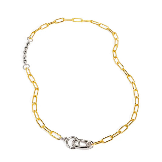 Two Tone Beaded Mixed Link Collar Necklace
