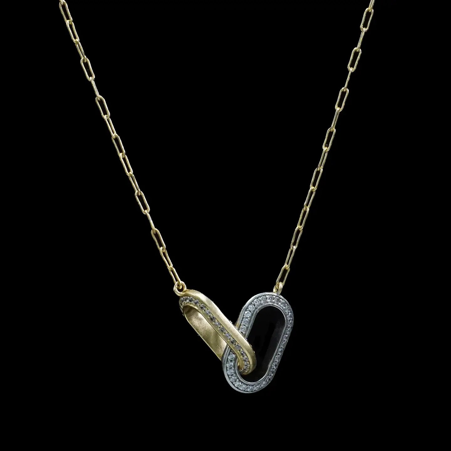 Oval Interlocking Pave Pendant