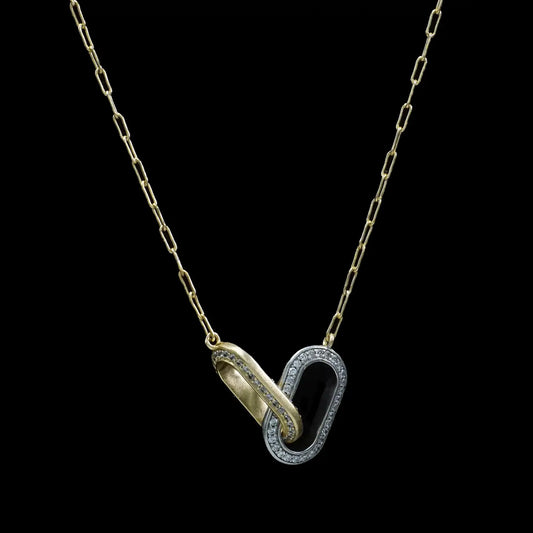 Oval Interlocking Pave Pendant