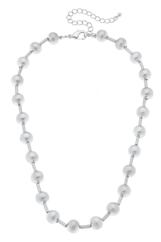 Sandra Ball Bead Necklace in Satin Metal