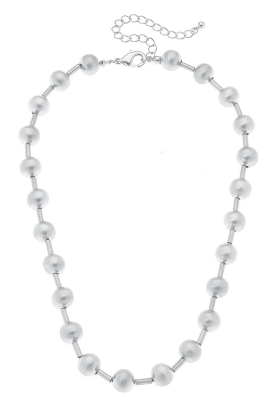 Sandra Ball Bead Necklace in Satin Metal
