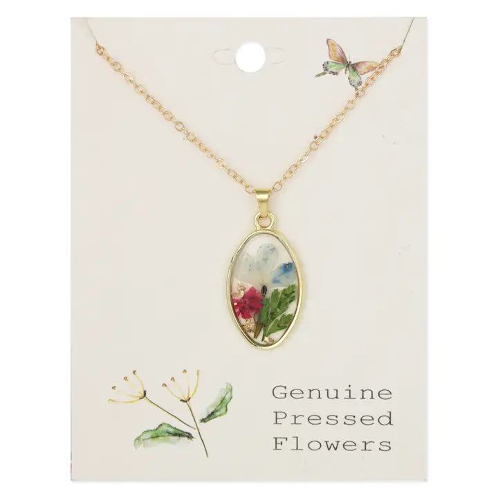Bouquet Dried Flower Gold Necklace