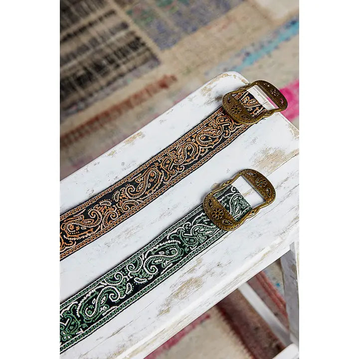 Paisley Embroidered Boho Belt