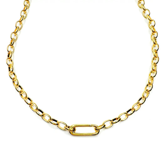 Clasp Oval Chain Charm Necklace