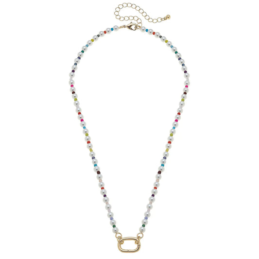 Mazie Rainbow Pearl Charm Necklace