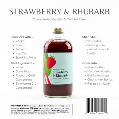 Strawberry & Rhubarb Cocktail and Mocktail Mixer, 16 Fl oz