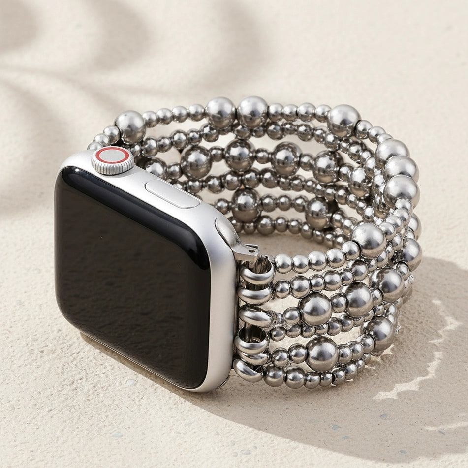 Platinum Demure Stretch Apple Watch Strap