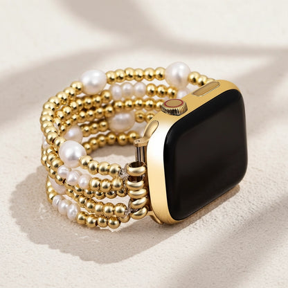 Gold and Pearl Stretch Apple Watch Strap