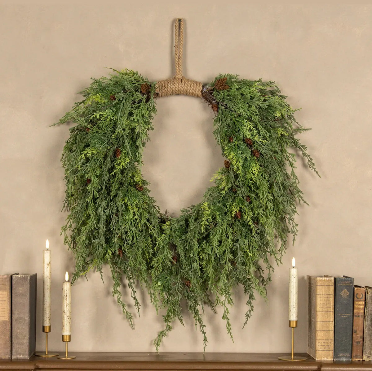 32" Mixed Cedar Hanging Wreath