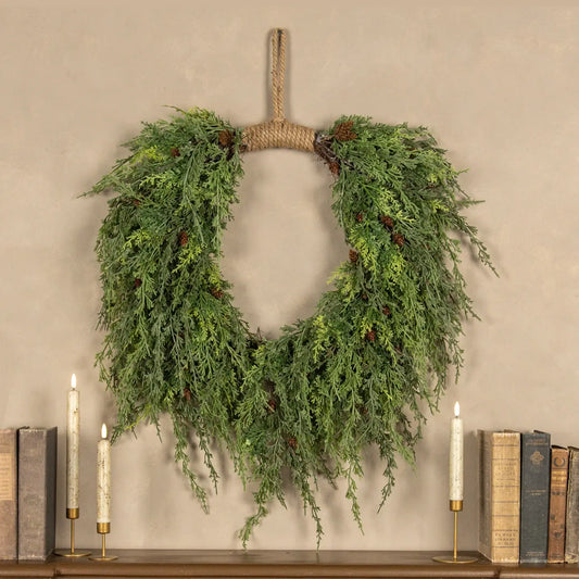 32" Mixed Cedar Hanging Wreath