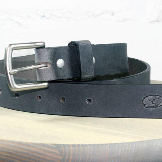 Full Grain Handmade Leather Belt - Grey - GirlFriends Boutique