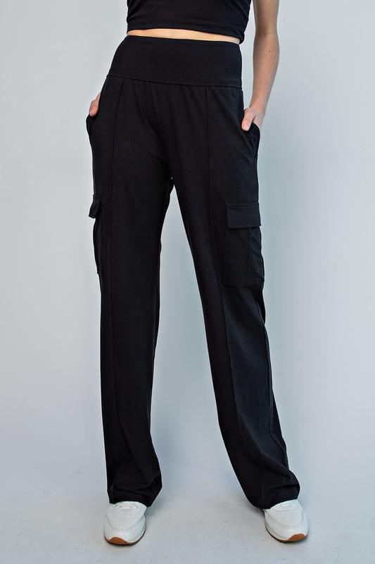 Butter Straight Leg Cargo Pants - BLACK - GirlFriends Boutique